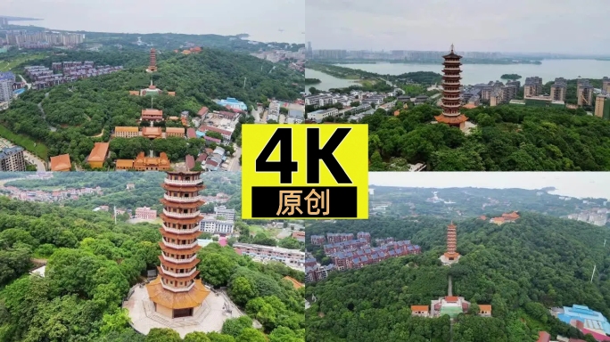 航拍岳阳圣安寺