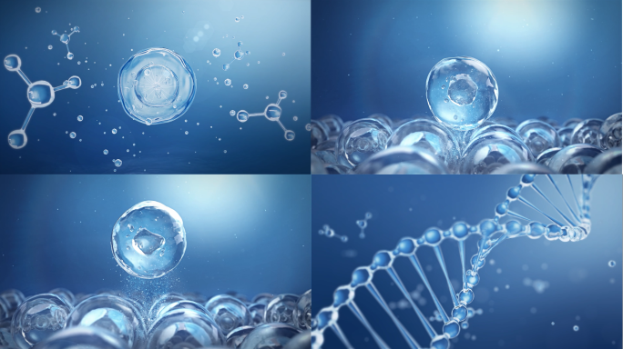 C4D水分子细胞精华结构化妆品补水美妆