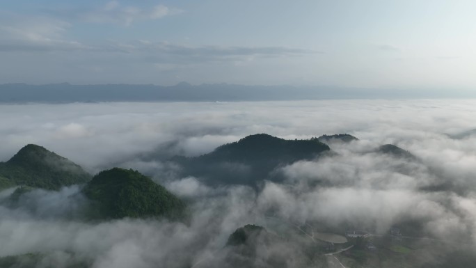 张家界山川群峰唯美云海航拍