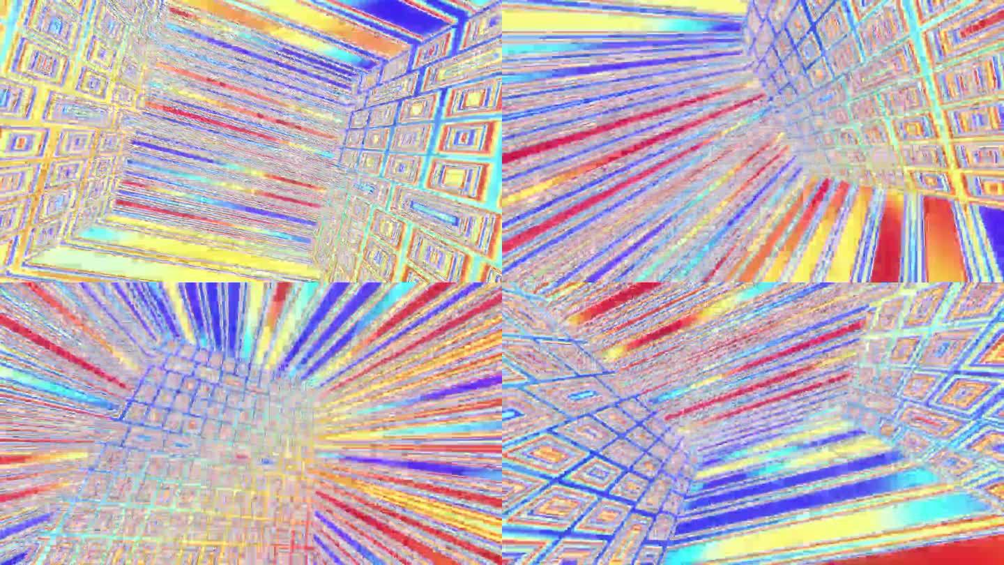 抽象几何迪斯科立方体闪烁彩色Vj循环背景3d渲染。迷人的覆盖在聚会，夜总会或音乐节