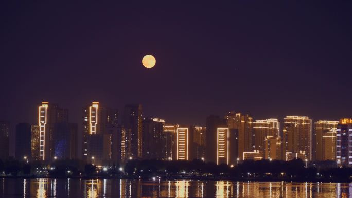 城市月亮升起月中秋明月