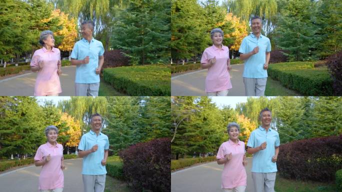 老人跑步  公园跑步