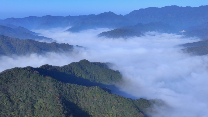 群山峡谷云海 山村仙境 村庄云雾缭绕