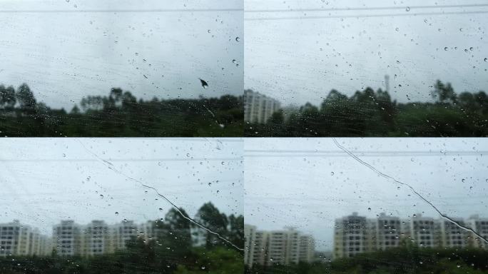 雨天 高铁窗外风景 窗外雨珠 3480