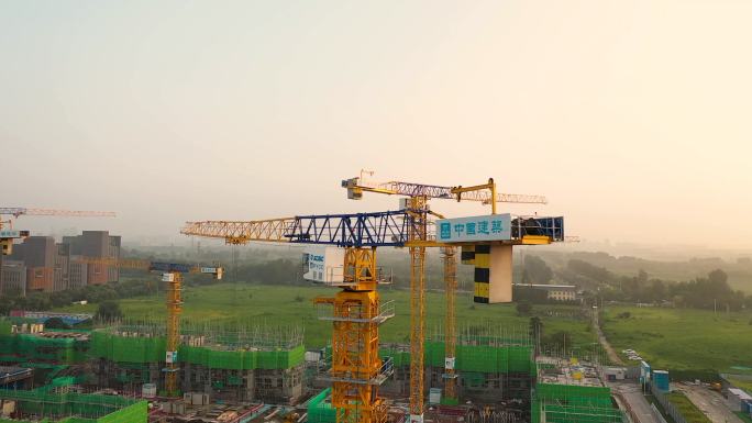 塔吊航拍中国建筑城市发展