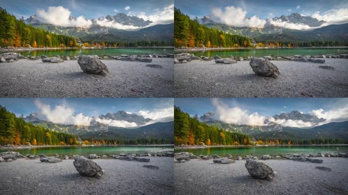 巴伐利亚Garmisch-Patenkirchen附近的Eibsee湖