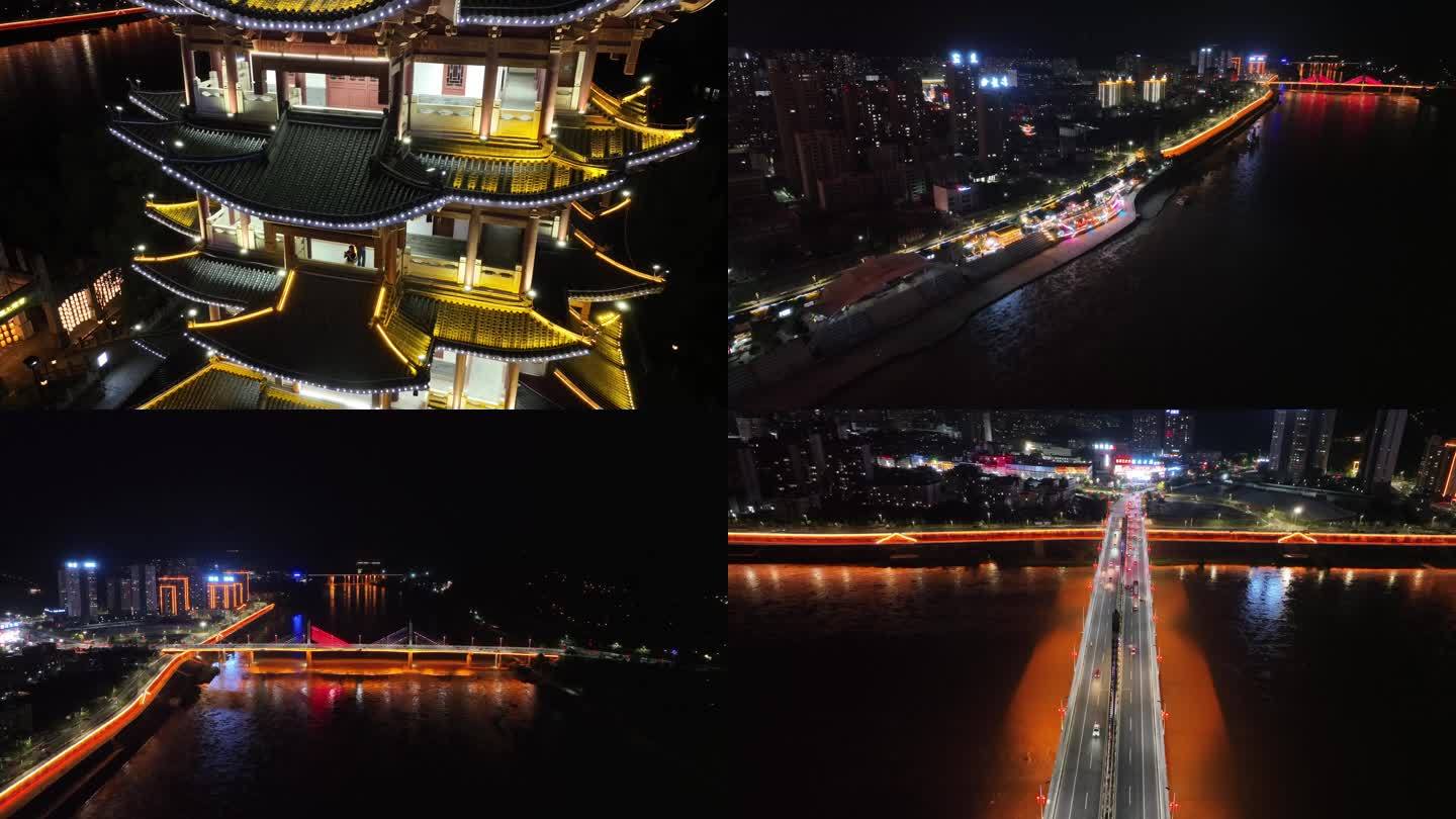 陕西安康城市夜景4K航拍