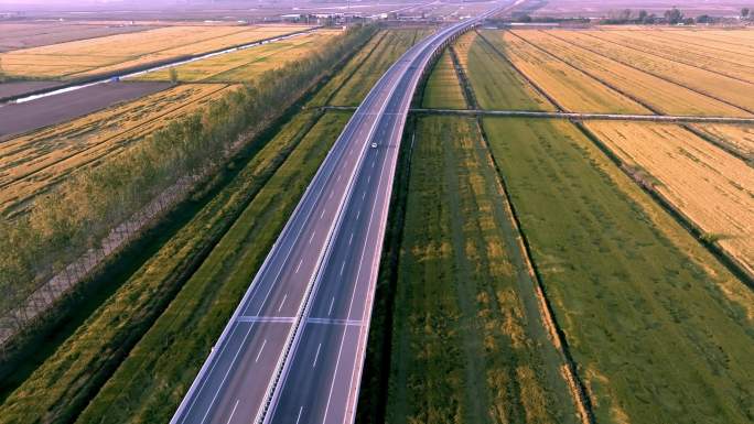 航拍安徽阜阳中岗大桥公路4K