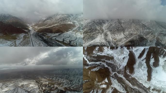 户外空镜头雪山航拍