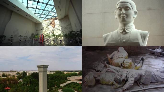 4k高台中国红军西路军纪念馆航拍延时