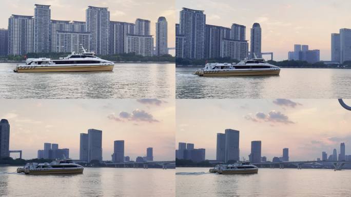 广州珠江游艇渡轮4k拍摄