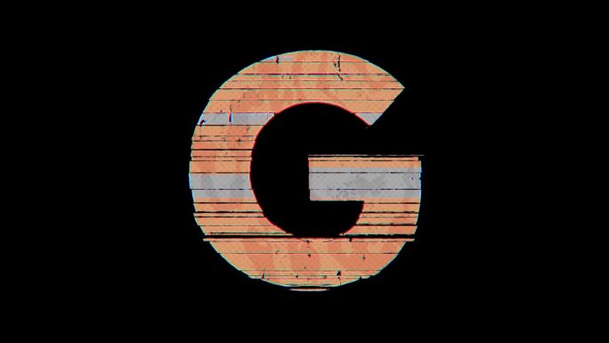 G到H字母切换在卡通Glitchy风格在透明背景在4k动画。