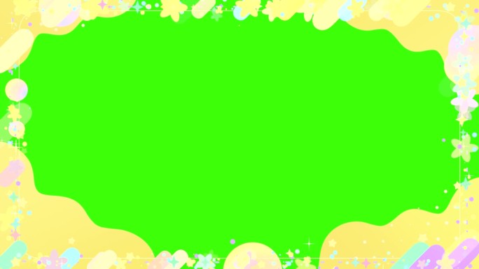 黄色闪闪发光的星星框在绿色的屏幕上