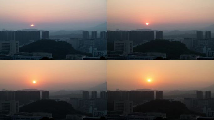 4K太阳从城市地平线升起延时摄影