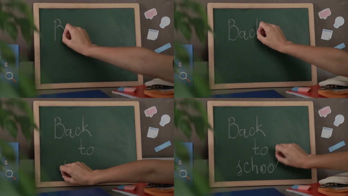 供在家或在学校上课用的迷你板，上面写有“返校”字样