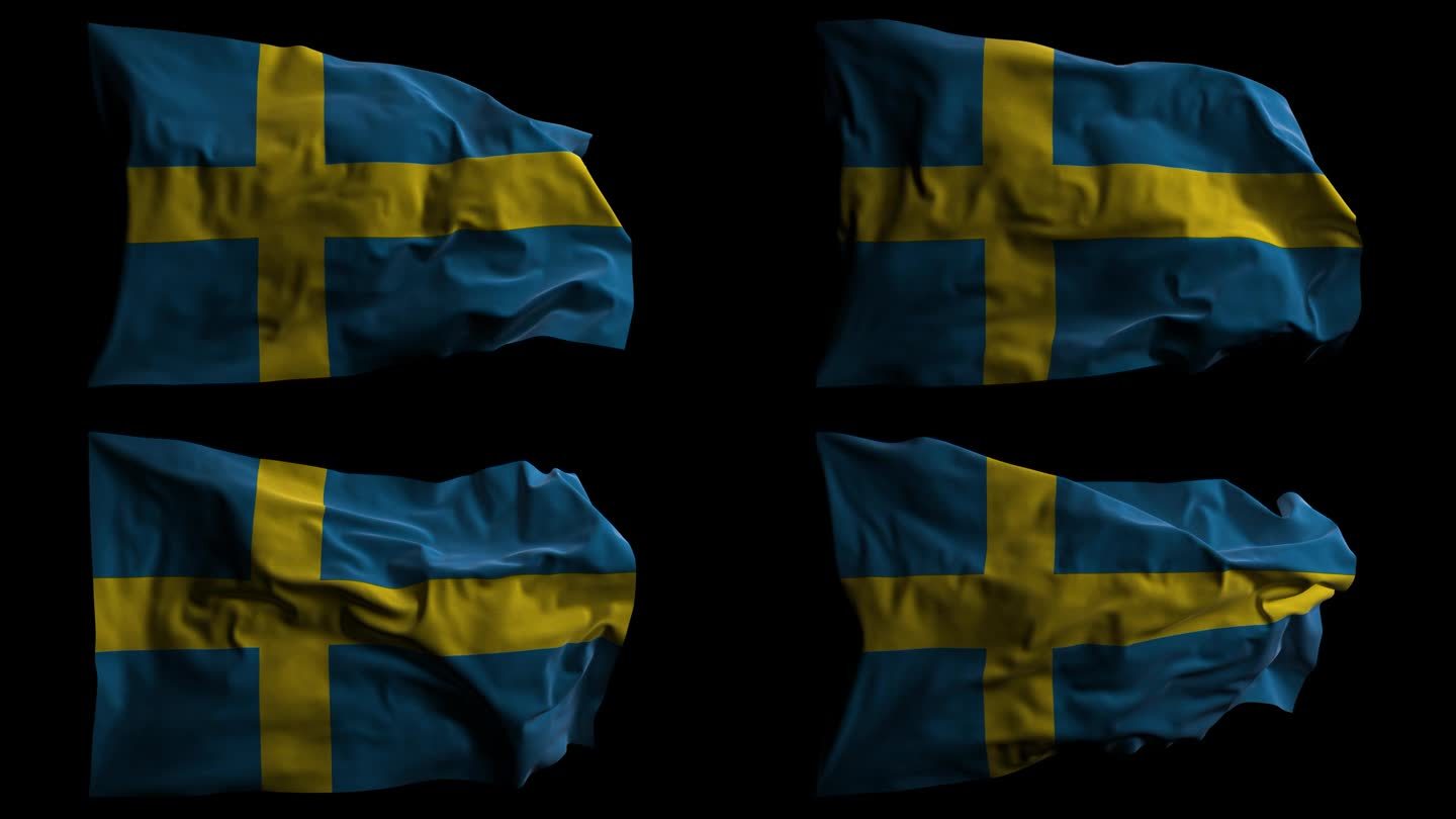 带有Alpha频道的瑞典国旗，可循环
