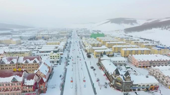 阿尔山城市的雪景合集