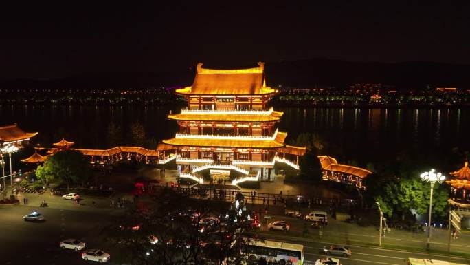 长沙杜甫江阁4k夜景