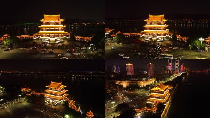 长沙杜甫江阁4k夜景