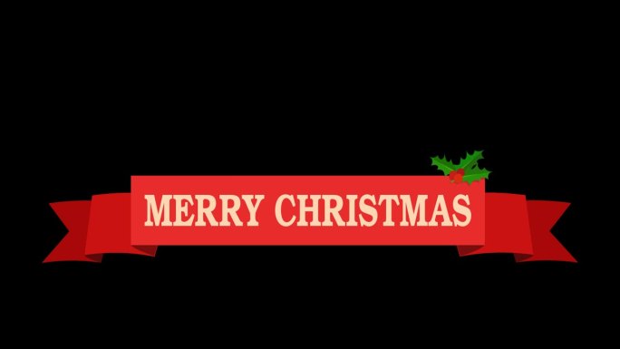 平红丝带标题Merry Christmas(英文，绿屏，alpha频道)