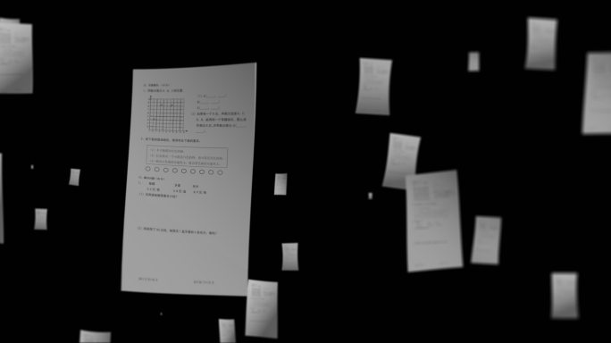 静止试卷文件飞舞 文档飘落 考试
