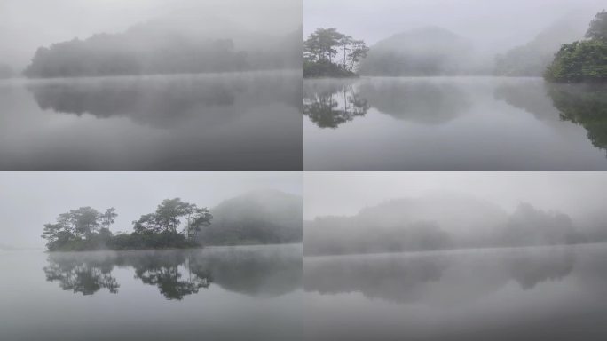 江面起雾湖水面雾气水蒸气河流意境唯美雾景