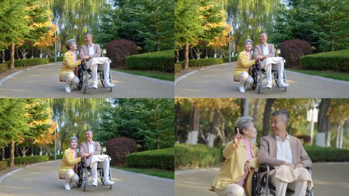 推轮椅的老人