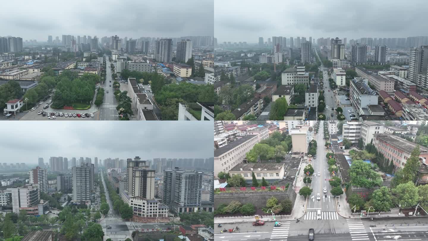 汉中市民主街街景4K航拍