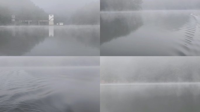 江面起雾湖水面雾气水蒸气河流意境诗意素材