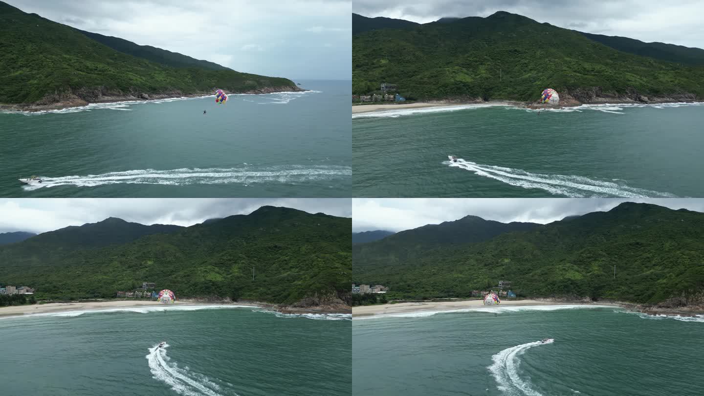 深圳西涌景区海上游玩游船航拍
