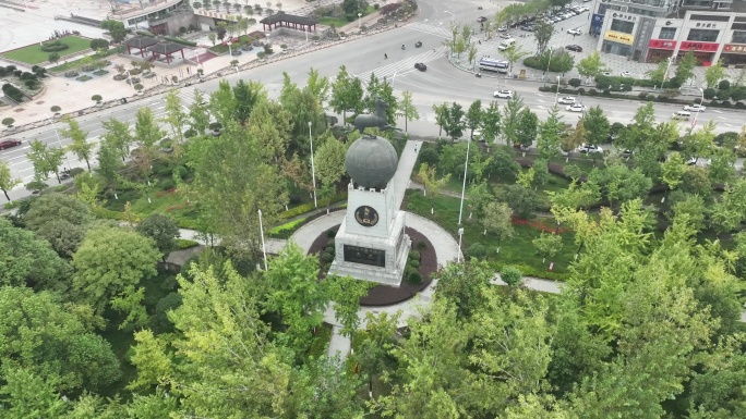 汉中市大风歌广场雕塑4K航拍