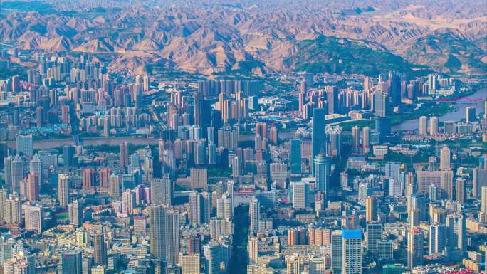 航拍兰州市三台阁全景