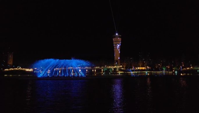 喷泉秀 水景 灯光秀 节日氛围 夜景