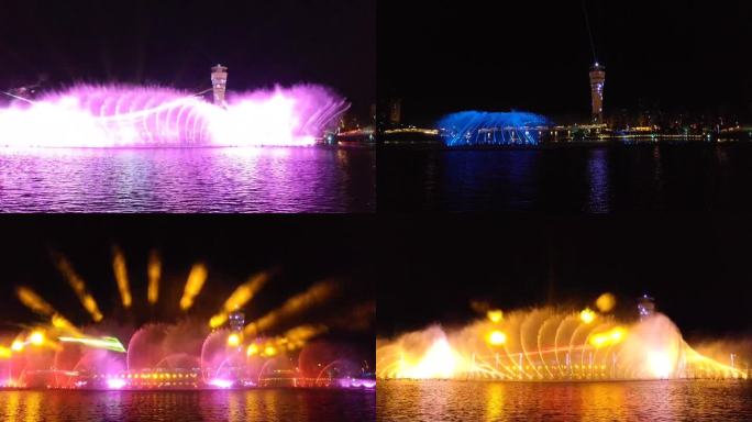 喷泉秀 水景 灯光秀 节日氛围 夜景