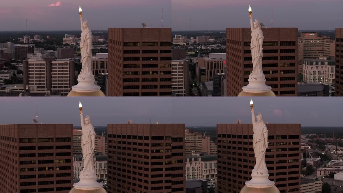 航拍视频自由小姐自由女神乔治亚州议会大厦4k