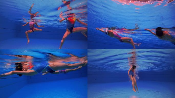 4K实拍水下摄影游泳一组