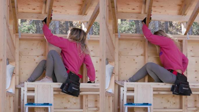 女建筑工人从零开始建造家园