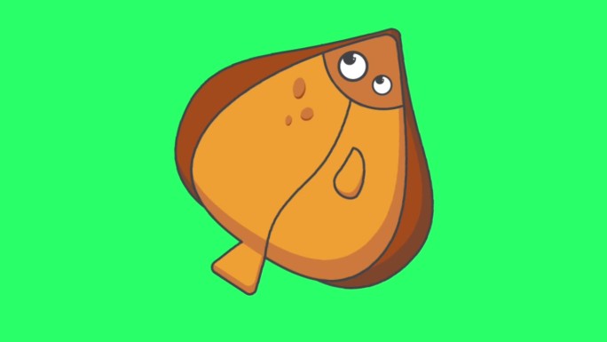 动画橙色鱼在绿色背景。