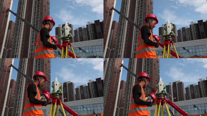 4K建筑工人测量素材视频