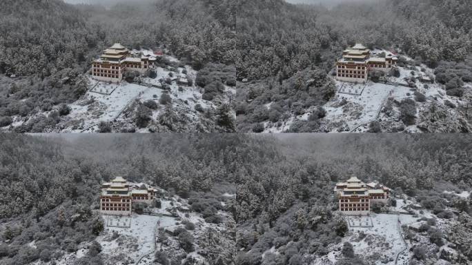 稻城亚丁冲古寺雪景航拍