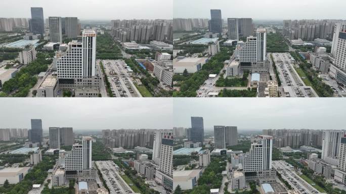 航拍大型城市医院全景镜头