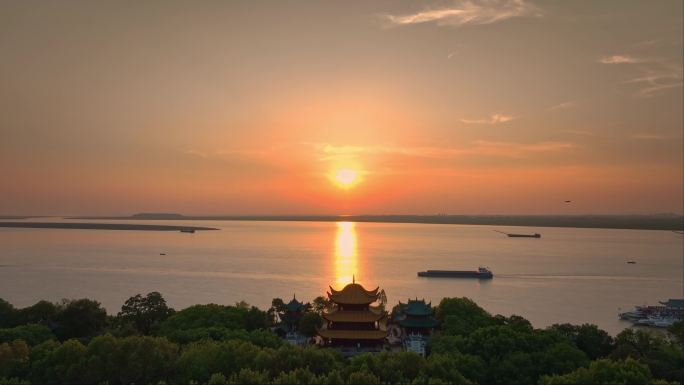 岳阳楼洞庭湖日落素材