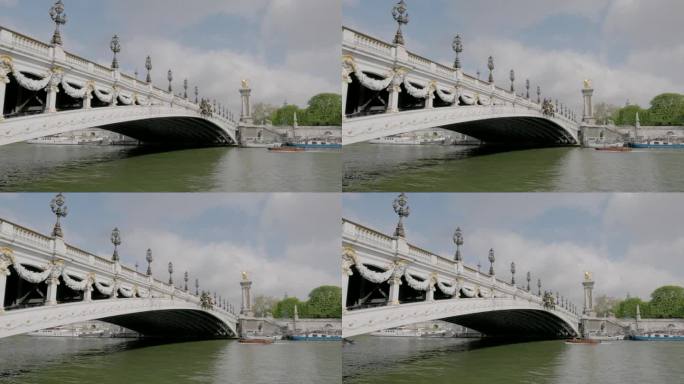 春天的早晨，巴黎亚历山大三世桥的特写