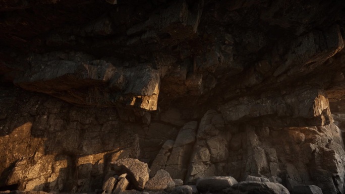 夕阳落在洞穴的地板上