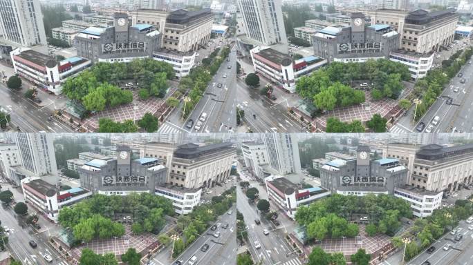 陕西汉中市钟楼广场4K航拍