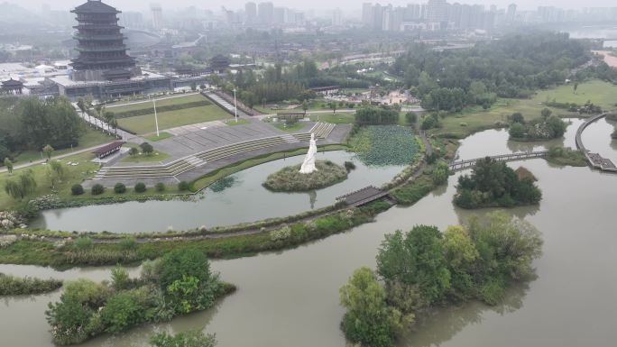 汉中市汉水女神广场4K航拍