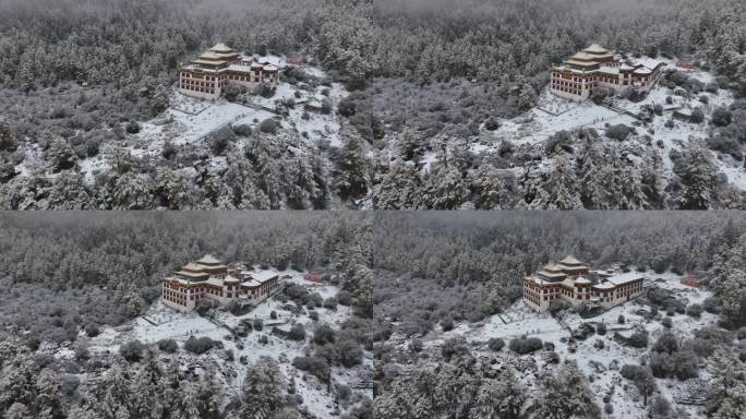 稻城亚丁冲古寺雪景航拍