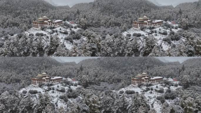 稻城亚丁冲古寺雪景航拍