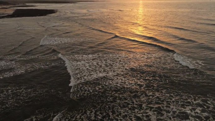 电影倾斜视频日落海岸线在富埃特文图拉