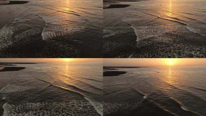 电影倾斜视频日落海岸线在富埃特文图拉